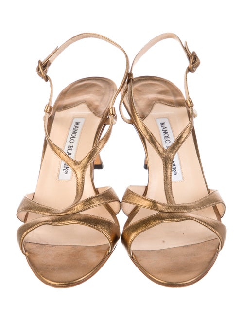 Manolo Blahnik Leather T-Strap Sandals