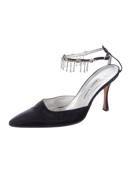 Manolo Blahnik Satin Crystal Embellishments D'Orsay Pumps