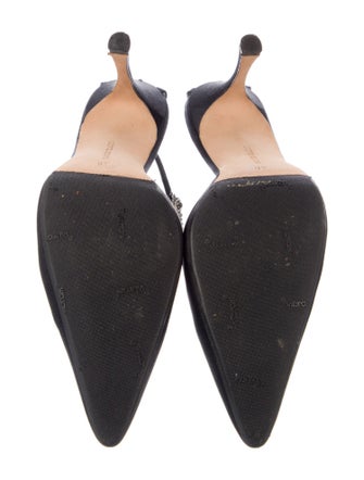Manolo Blahnik Satin Crystal Embellishments D'Orsay Pumps