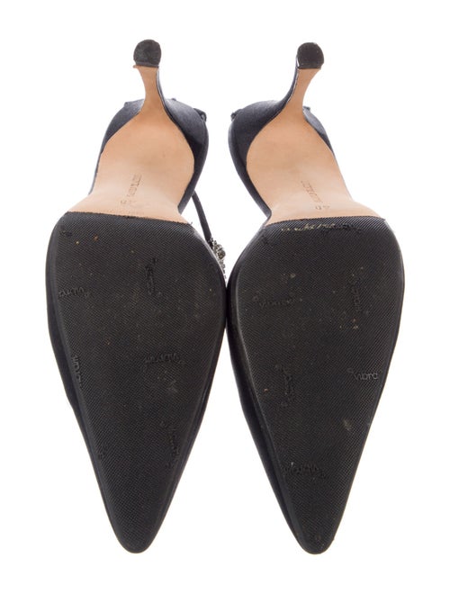 Manolo Blahnik Satin Crystal Embellishments D'Orsay Pumps