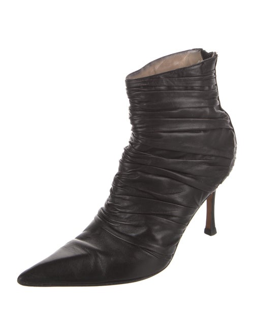 Manolo Blahnik Leather Pleated Accents Boots
