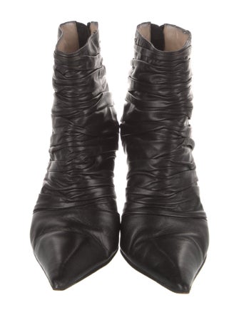 Manolo Blahnik Leather Pleated Accents Boots