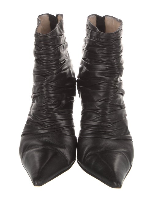Manolo Blahnik Leather Pleated Accents Boots