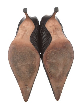 Manolo Blahnik Leather Pleated Accents Boots