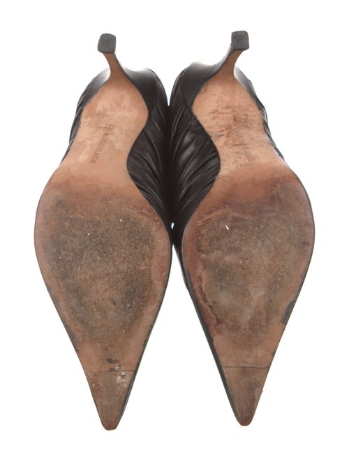 Manolo Blahnik Leather Pleated Accents Boots