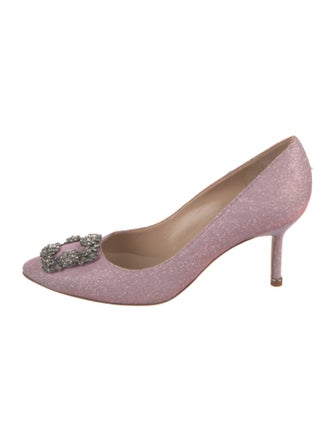 Manolo Blahnik Glitter Crystal Embellishments Pumps