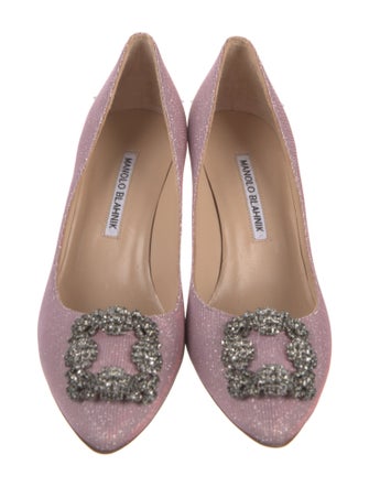 Manolo Blahnik Glitter Crystal Embellishments Pumps