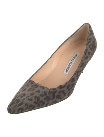 Manolo Blahnik Suede Animal Print Pumps