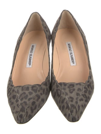 Manolo Blahnik Suede Animal Print Pumps