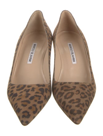 Manolo Blahnik Suede Animal Print Pumps