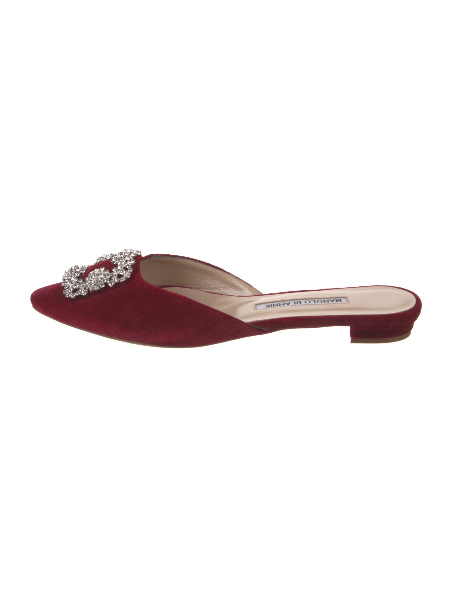 Manolo Blahnik Satin Crystal Embellishments Mules