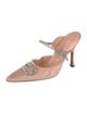 Manolo Blahnik Satin Crystal Embellishments Mules