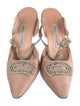 Manolo Blahnik Satin Crystal Embellishments Mules