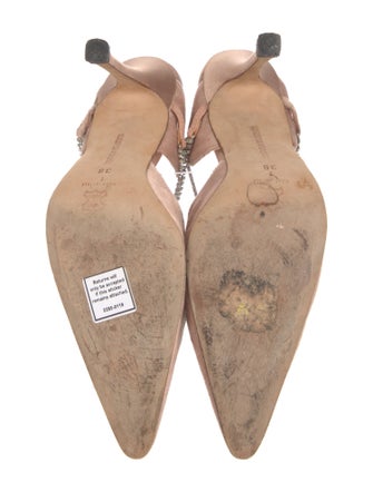 Manolo Blahnik Satin Crystal Embellishments Mules
