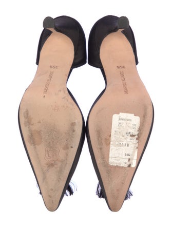 Manolo Blahnik Satin Crystal Embellishments D'Orsay Pumps