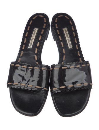 Manolo Blahnik Patent Leather Slides