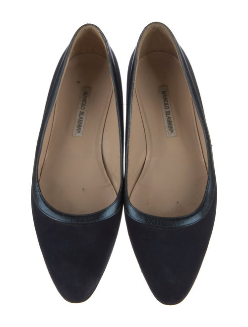 Manolo Blahnik Suede Leather Trim Embellishment Flats