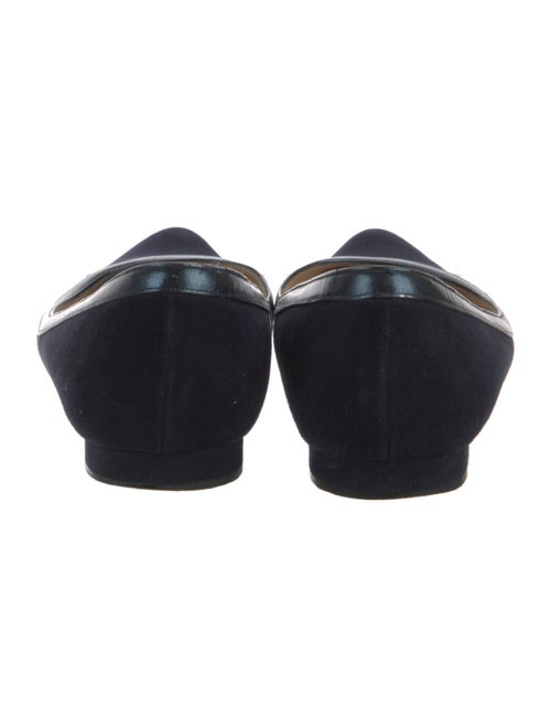 Manolo Blahnik Suede Leather Trim Embellishment Flats