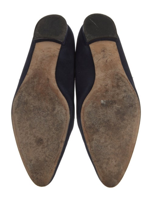 Manolo Blahnik Suede Leather Trim Embellishment Flats