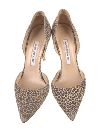 Manolo Blahnik Suede Animal Print D'Orsay Pumps