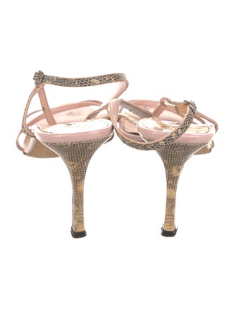 Manolo Blahnik Lizard Animal Print Slingback Sandals