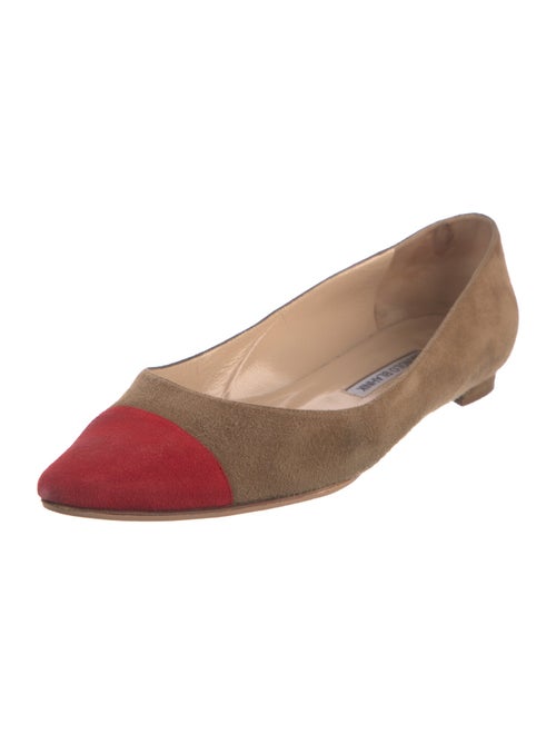 Manolo Blahnik Suede Colorblock Pattern Flats