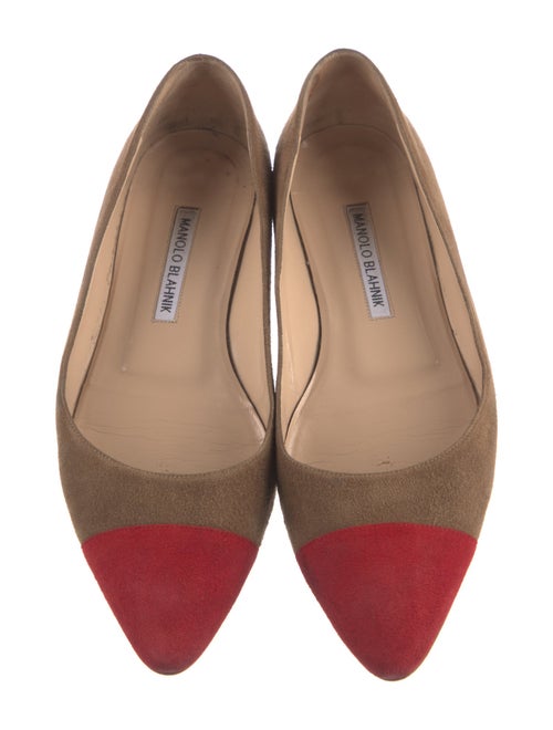 Manolo Blahnik Suede Colorblock Pattern Flats