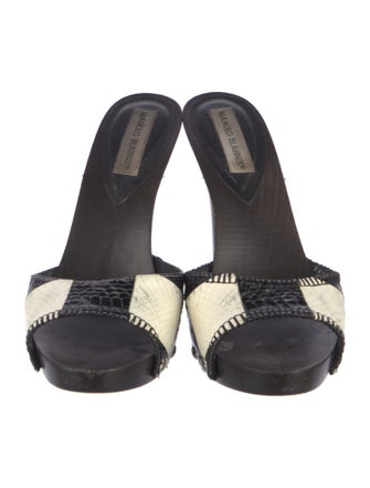 Manolo Blahnik Snakeskin Animal Print Mules
