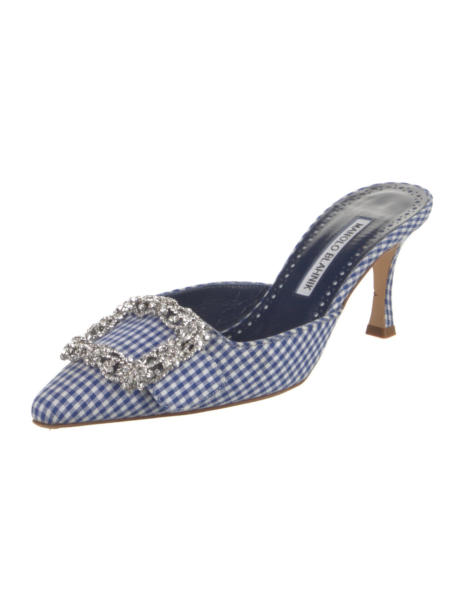 Manolo Blahnik Printed Crystal Embellishments Mules w/ Tags