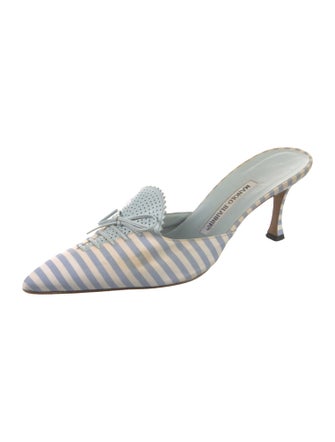 Manolo Blahnik Printed Bow Accents Mules