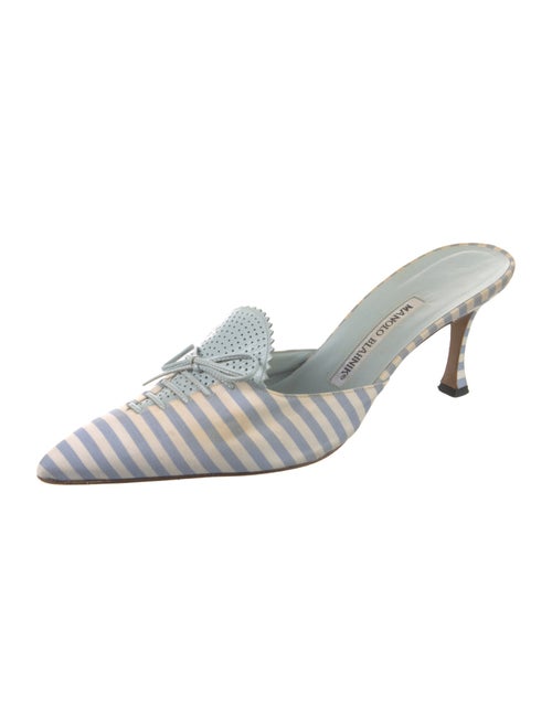 Manolo Blahnik Printed Bow Accents Mules