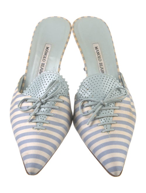 Manolo Blahnik Printed Bow Accents Mules