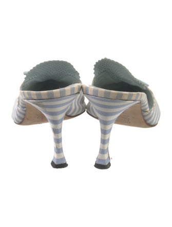 Manolo Blahnik Printed Bow Accents Mules