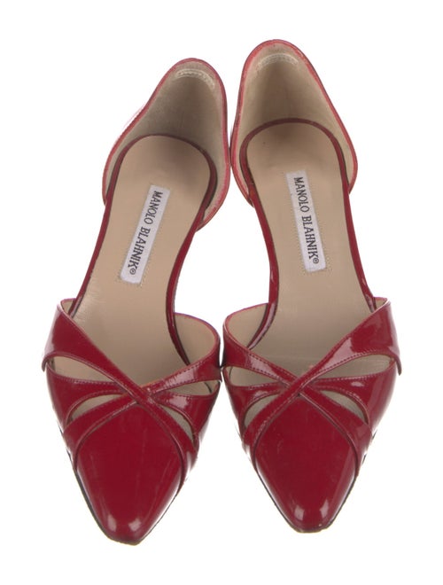 Manolo Blahnik Patent Leather Cutout Accent D'Orsay Pumps