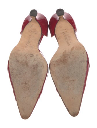 Manolo Blahnik Patent Leather Cutout Accent D'Orsay Pumps