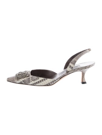 Manolo Blahnik Snakeskin Animal Print Slingback Pumps