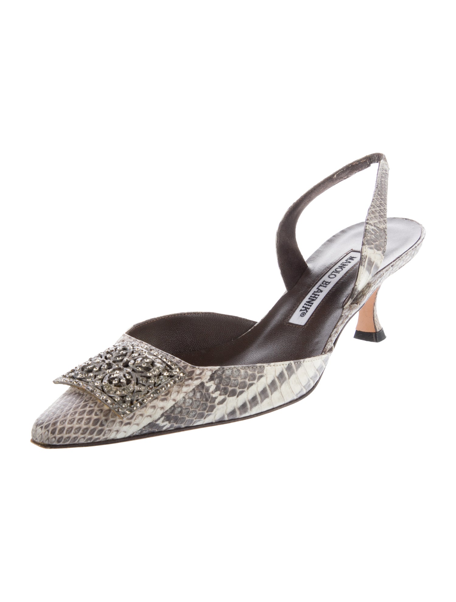 Manolo Blahnik Snakeskin Animal Print Slingback Pumps