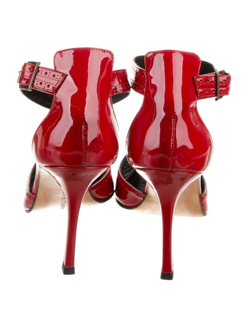 Manolo Blahnik Patent Leather Lasercut Accents D'Orsay Pumps