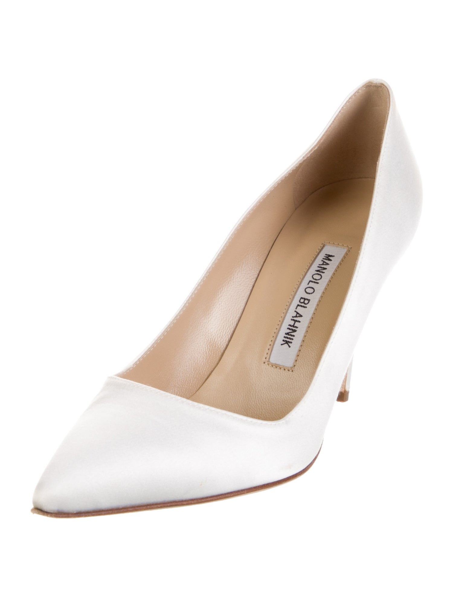 Manolo Blahnik Satin Crystal Embellishments Pumps