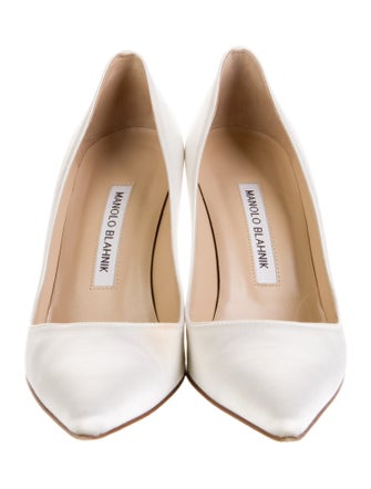 Manolo Blahnik Satin Crystal Embellishments Pumps