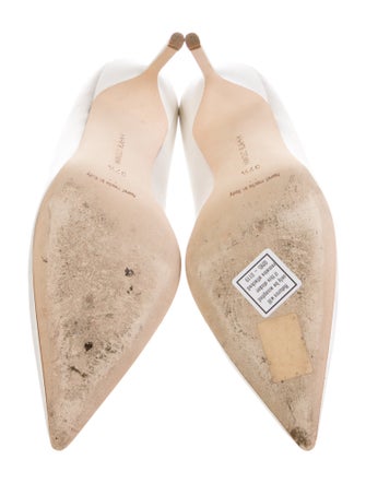Manolo Blahnik Satin Crystal Embellishments Pumps