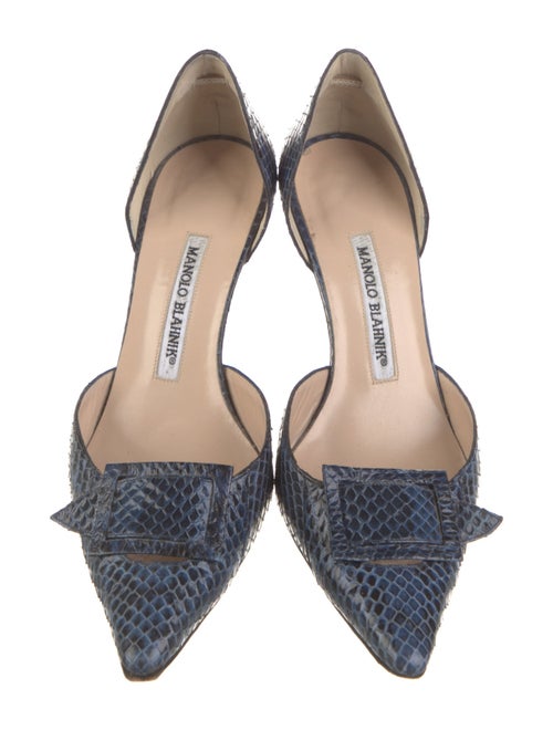 Manolo Blahnik Snakeskin Animal Print D'Orsay Pumps