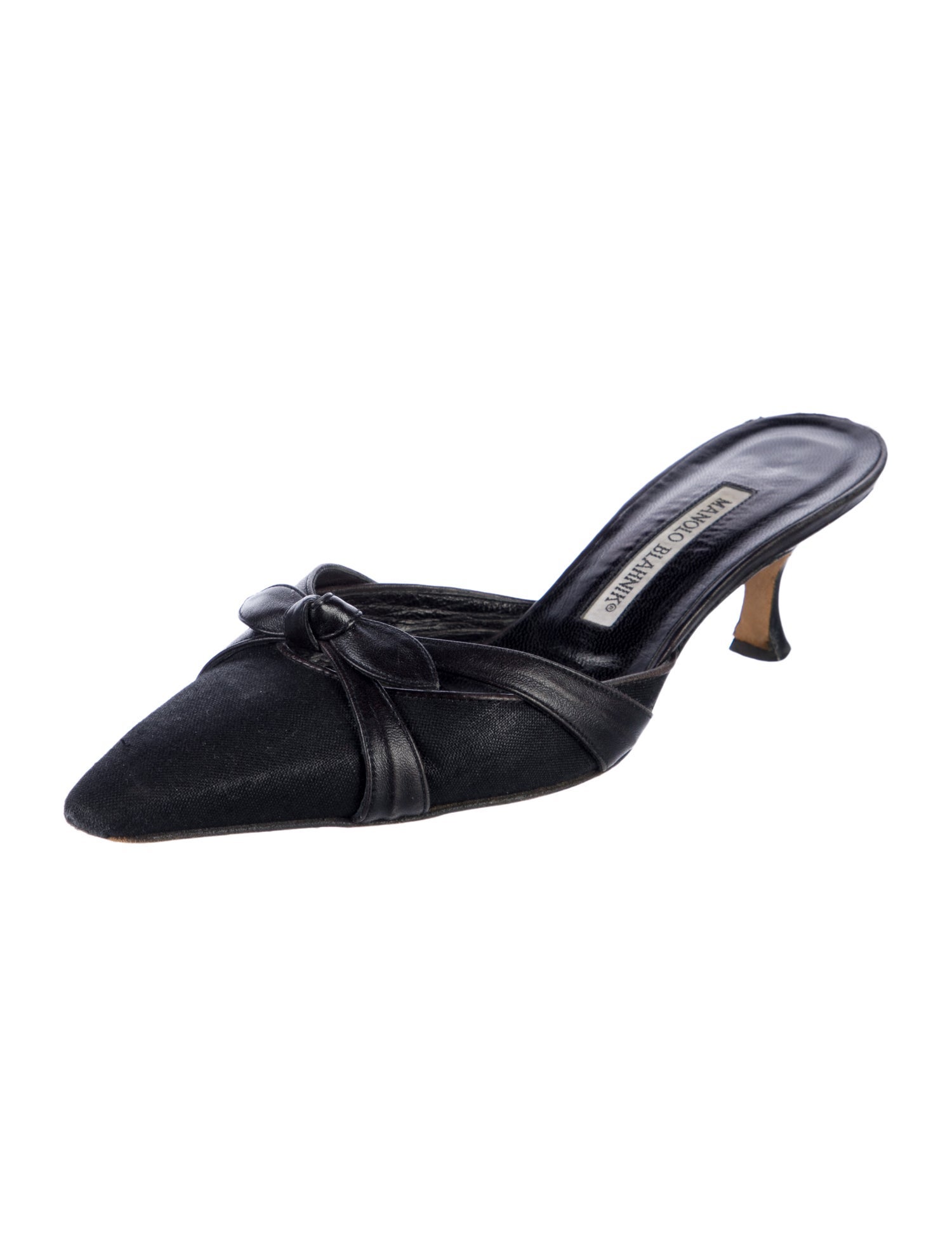 Manolo Blahnik Satin Bow Accents Mules