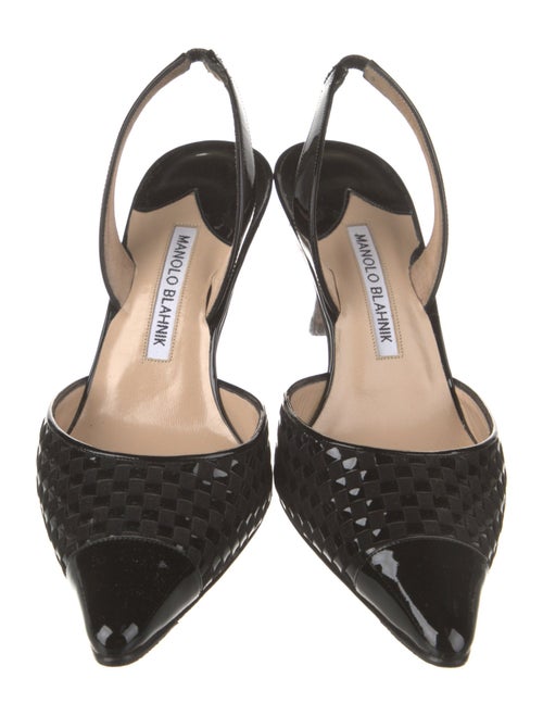 Manolo Blahnik Patent Leather Animal Print Slingback Pumps