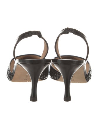 Manolo Blahnik Patent Leather Animal Print Slingback Pumps