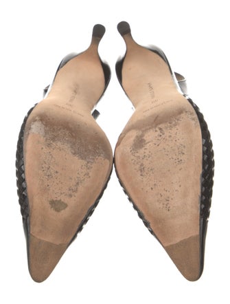 Manolo Blahnik Patent Leather Animal Print Slingback Pumps