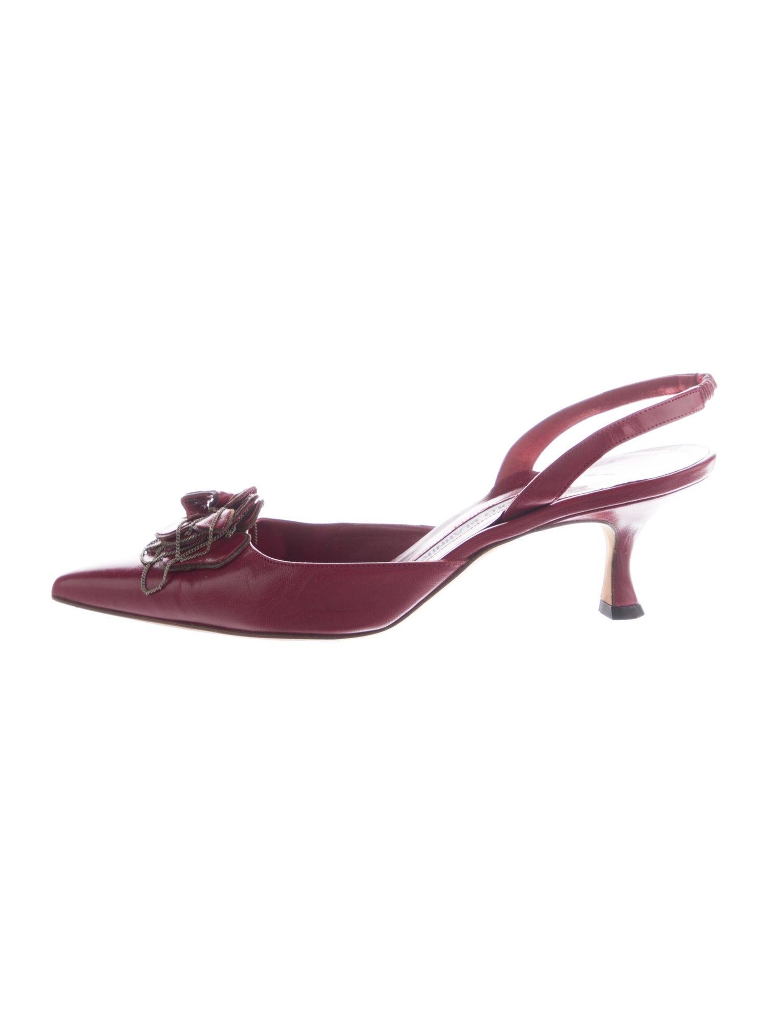 Manolo Blahnik Leather Bow Accents Slingback Pumps