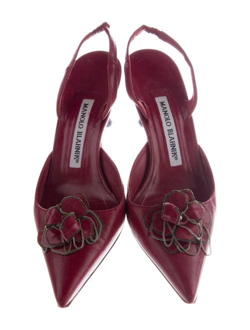 Manolo Blahnik Leather Bow Accents Slingback Pumps