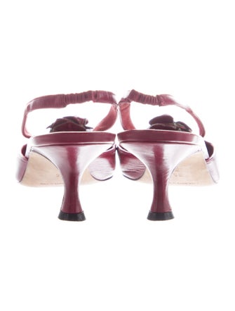 Manolo Blahnik Leather Bow Accents Slingback Pumps