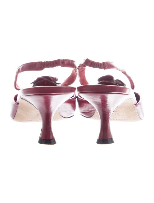 Manolo Blahnik Leather Bow Accents Slingback Pumps